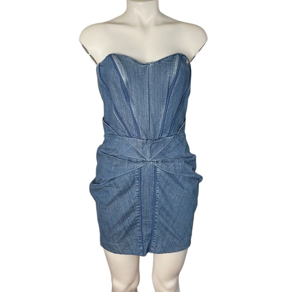 APPLE BOTTOMS Blue Jean Dress Denim Strapless Y2K Size Small VINTAGE